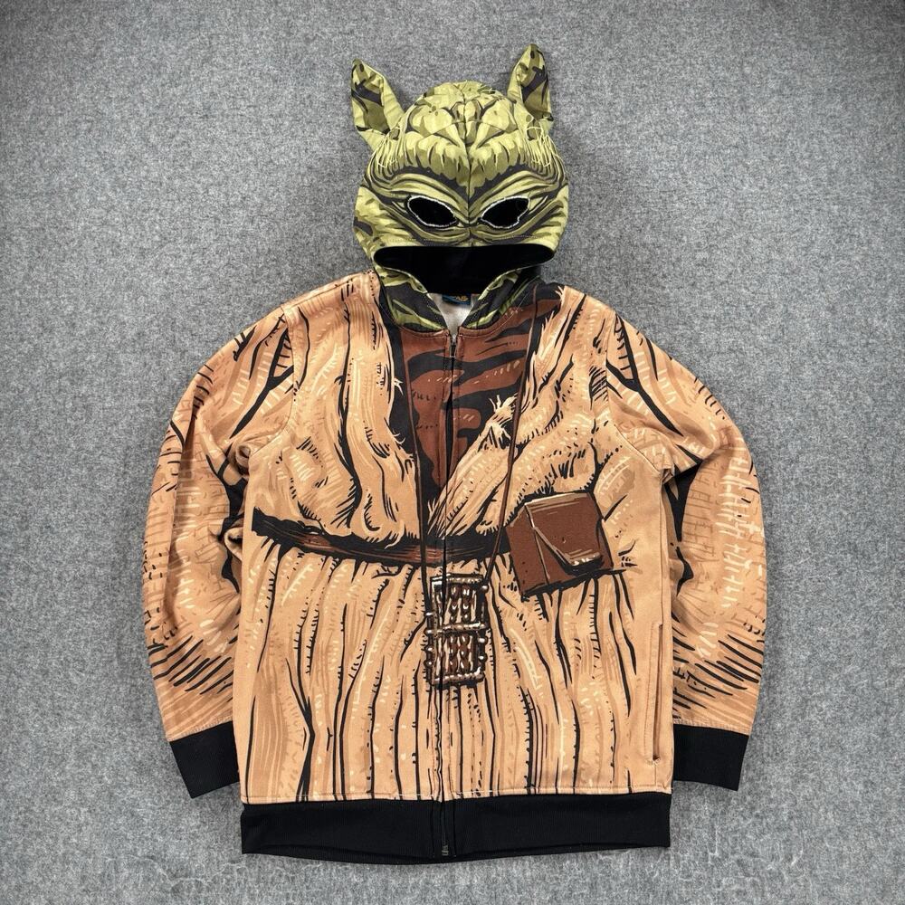 Star Wars Yoda Full Zip Hoodie Costume Mask Ears Youth Large Cosplay Jacket 2015